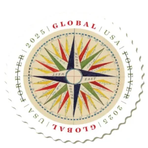 Global Forever Stamps 2025 Compass Rose – International Mailing, First-Class Postage